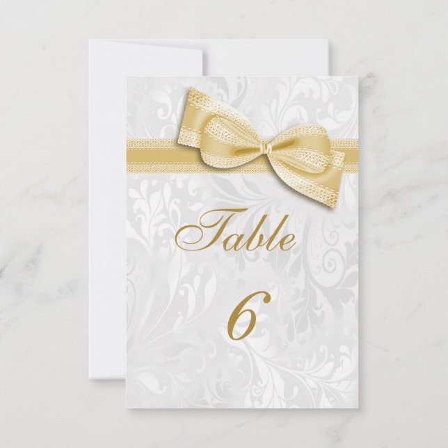 Convite Damasco Branco e Arco Falso Dourado (Verso)