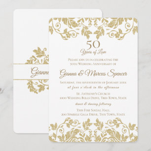Convite Damasco Dourado 50º Aniversário