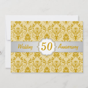 Convite Damasco Dourado, 50º Aniversário de Casamento