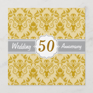 Convite Damasco Dourado, 50º Aniversário de Casamento