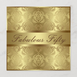 Convite Damasco Dourado Glam cinqüênta fabulosos elegant