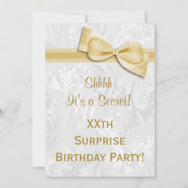 Convite Damasco e arco da festa de aniversário da SURPRESA