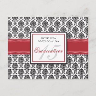 Convite Damasco ESPANHOL Quinceañera Invitación do arand