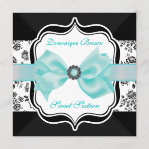 Convite Damasco Floral Convidar com Arco Teal