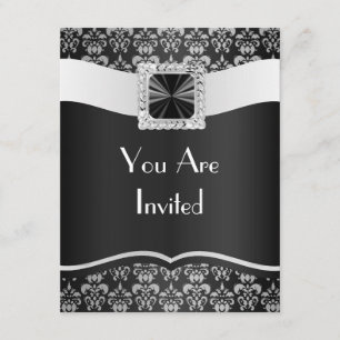 Convite Damasco preto & branco