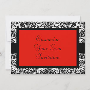 Convite Damasco Preto e Branco, Scarlet