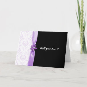 Convite Damasco roxo Você será minha carta de dama de honr