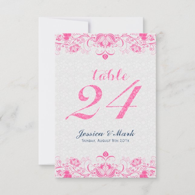 Convite Damascos Brancos Elegantes e Pinke Floral Lace 2 (Frente)