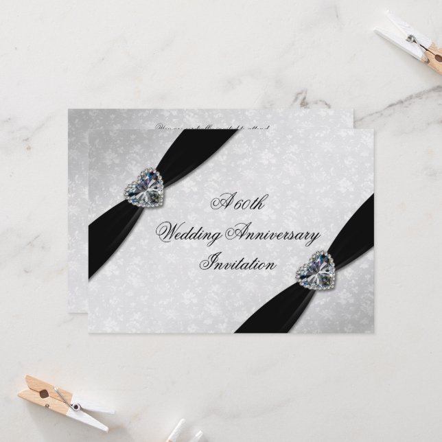 Convite Damask 60º Aniversário de Casamento (Frente/Verso In Situ)