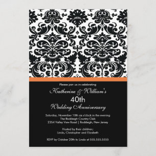 Convite Damask Coral Rose 40º Aniversário