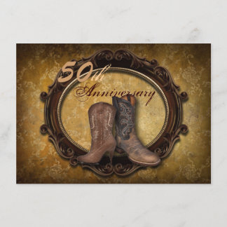 Convite damask cowboy country 50º aniversário de casamento
