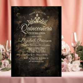Convite Damask Dark Gothic Quinceañera
