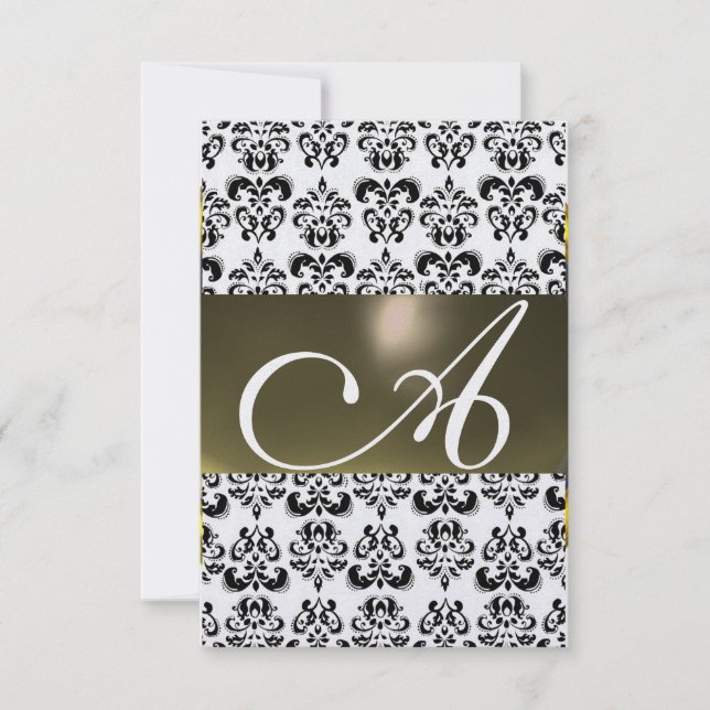 Convite DAMASK GEM MONOGRAM cinzas rsvp ice (Frente)