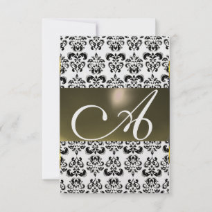 Convite DAMASK GEM MONOGRAM cinzas rsvp ice