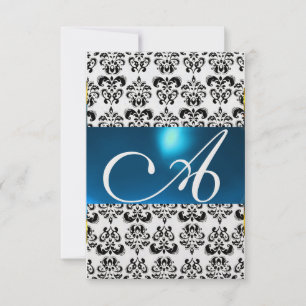 Convite DAMASK GEM MONOGRAM gelo azul rsvp