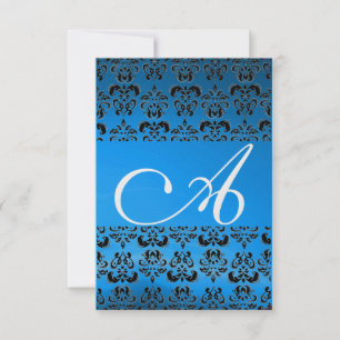 Convite DAMASK GEM MONOGRAM gelo azul rsvp
