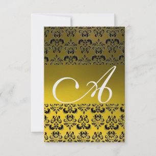 Convite DAMASK GEM MONOGRAM - gelo branco amarelo - rsvp