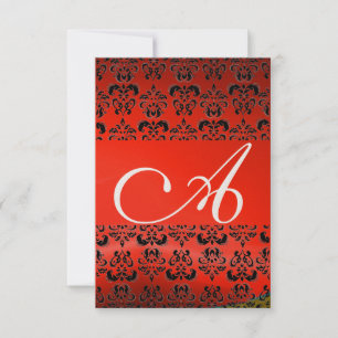 Convite DAMASK GEM MONOGRAM red rsvp gold