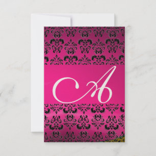 Convite DAMASK GEM MONOGRAM rosa rsvp