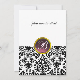 Convite DAMASK GEM STONE MONOGRAM ametista branco roxo