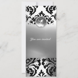 Convite DAMASK GEM STONE MONOGRAMA branco