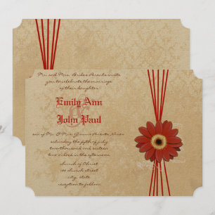 Convite Damask Orange Gerber Daisy Weditation