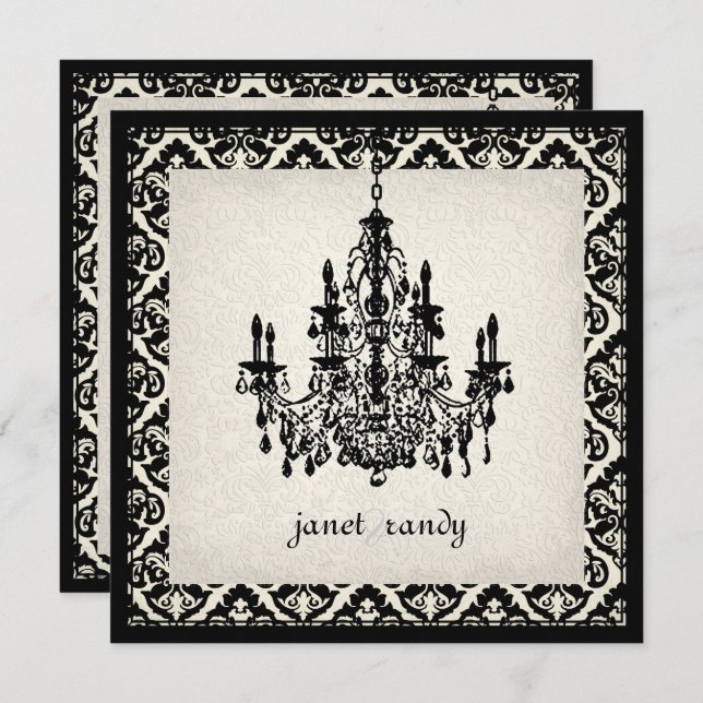 Convite Damask PixDezines Chandelier+olivia (Frente/Verso)