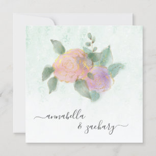 Convite *~* Damask ROSA QR RSVP Glitter - Casamento AR12