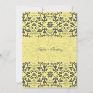 Convite Damask Swirls Lace Butter Casamento