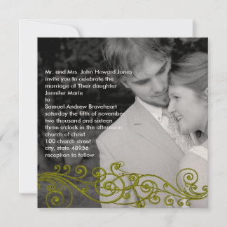 Convite Damask Swirly Your Photo Weditation