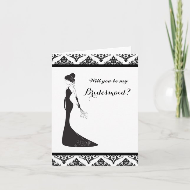 Convite Damask Você Será A Minha Carta De Bridesmaid (Frente)