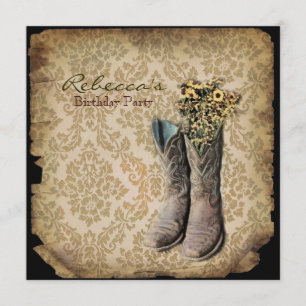 Convite damask Western Country Cowboy