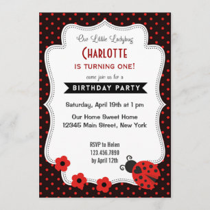 Convite Damibug Aniversário Convidando Polkadot Vermelho N