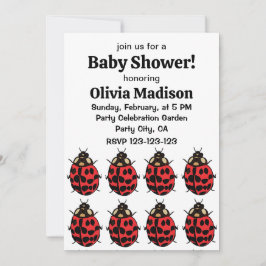 Convite Damybug Red Black Inseto Ladybug Chá de Bebê Ladyb