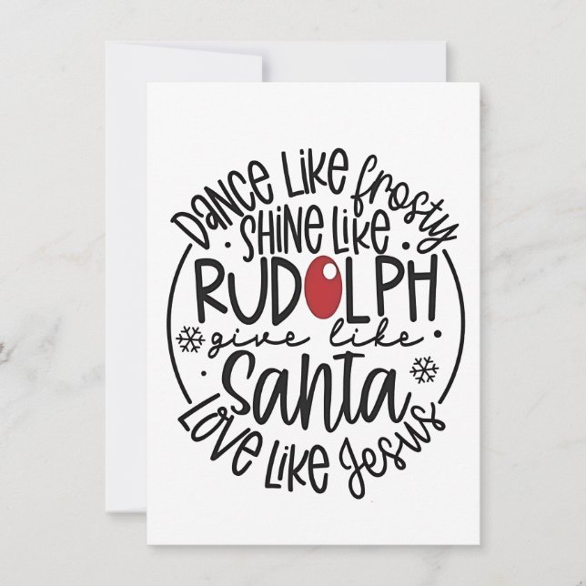 Convite Dança como Frosty Brilhe como Rudolph Natal (Frente)