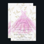 Convite Dança da borboleta Rosa e Dourado vestido Doce 16<br><div class="desc">Personalizar para qualquer evento</div>
