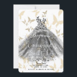Convite Dança da borboleta Vestido Dourado Negro Doce 16<br><div class="desc">Personalizar para qualquer evento</div>