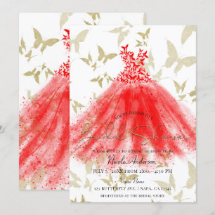 Convite Dança da Borboleta Vestido Vermelho Chuva de Ouro 