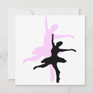 Convite Dança de Bailarina Rosa e Preto