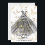 Convite Dança de borboleta Vestido Dourado Negro Doce 16 1<br><div class="desc">Personalizar para qualquer evento</div>
