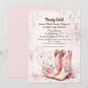 Convite Dança de linha de aniversário da cowgirl