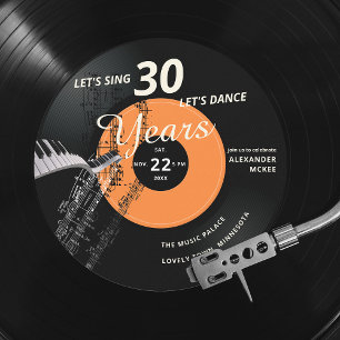 Convite Dança de vamos 30 Piano Registro de Vintagem Anive