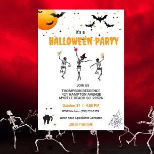 Convite Dançando esqueletos Cocktail Festa de Halloween