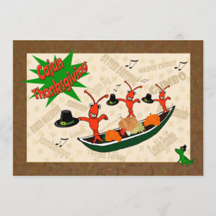 Convite Dançando lagostas Peregrinos Cajun Ação de Gra