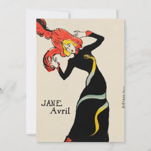 Convite Dançarina Art Nouveau Jane Avril por Toulouse Laut