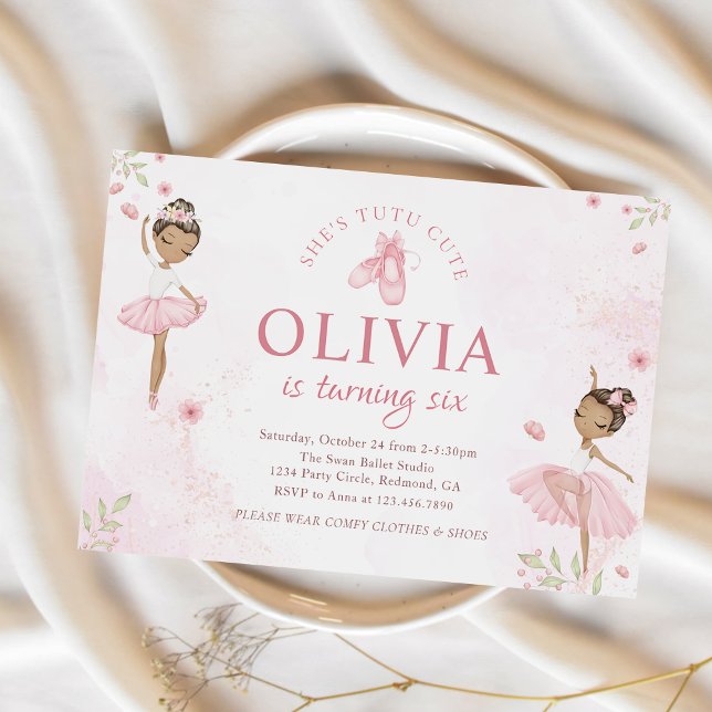 Convite Dançarina Ballerina, Balé rosa-tutu-branca, Aniver (Criador carregado)