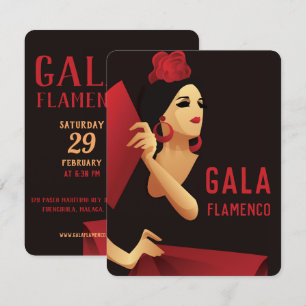 Convite Dançarina de flamenco espanhola com ventilador pr
