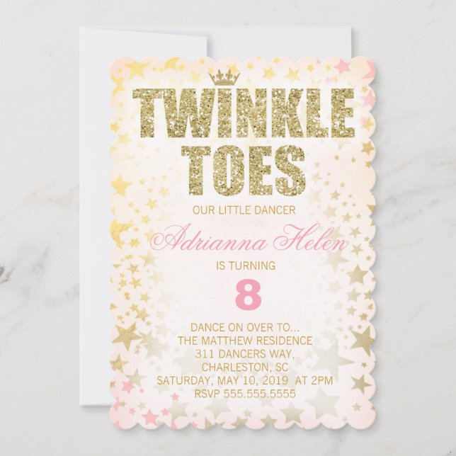 Convite Dançarino de Dançarinos Glitter Twinkle Escalados  (Frente)