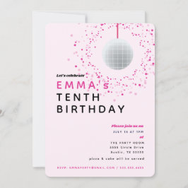 Convite Dance Disco Ball Retro Birthday Pink Black Party