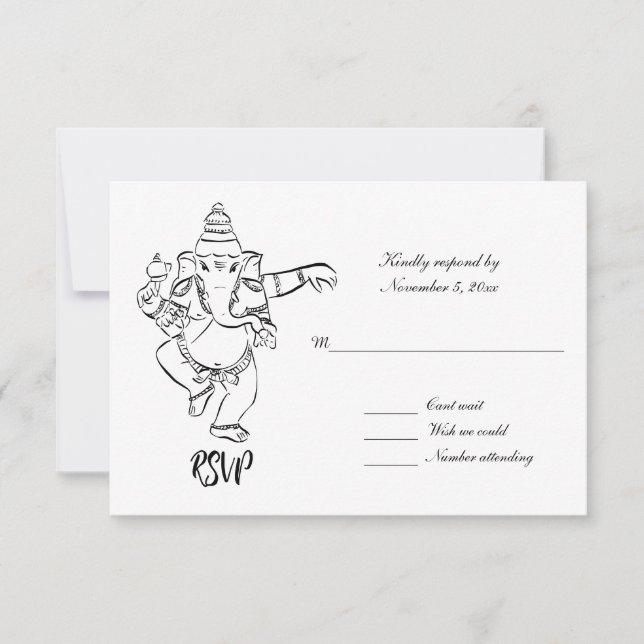 Convite Dancing Ganesh | Indian Wedding RSVP (Frente)